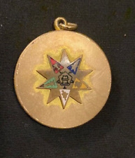 Vintage Eastern Star Locket OES Gold-Tone with Enamel Star Points ~ Monogramed picture