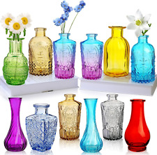 Colored Glass Bud Vase Set of 12Small Vintage Bud Vases picture
