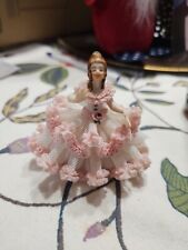 Stunning Dresden German Porcelain Pink Lace Figurine picture