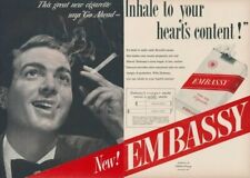 1949 Embassy Cigarettes Vintage Print Ad Inhale to Heart's Content Longer L2 picture