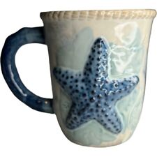 Cracker Barrel Mermaid Starfish Coastal Life Embossed 3DCoffee Tea Mug Stoneware picture