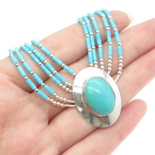 SUNRISE Old Pawn 925 Sterling Silver Vintage Turquoise Liquid Chain Necklace16