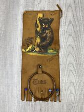 Rare Vintage / Antique Leather Bear Yellowstone National Park Souvenir Tie Hang picture