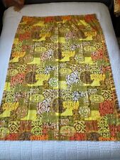 3 Vintage Mid Century Modern Fabric Curtains Drapes Orange Yellow Brown 40 x 60 picture