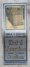 VINTAGE MATCHBOOK COVER HOTEL TOURAINE BOSTON picture