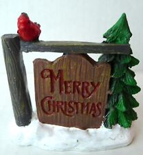 O'well Owell Xmas Figurine Merry Christmas Sign Winter scene Red Cardinal 2003 picture