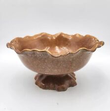 Vintage Mid-Century Brown Ceramic Glazed  Pedestal Bowl 11