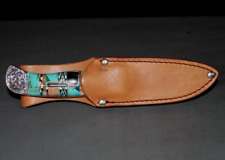 Native American Southwest Navajo Style Turquoise Inlay 8” Knife Nice Small #S8 picture