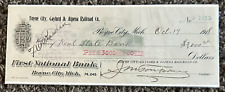 1918 Boyne City Gaylord & Alpena Railroad Co. Bank Check to Kent State Bank picture