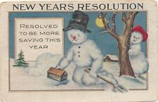 NEW YEAR - Snow People New Year's Resolution Postcard picture