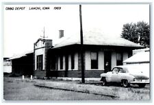c1969 CB&P Depot Lamoni Iowa IA Railroad Train Depot Station RPPC Photo Postcard picture