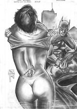 Catwoman & Batman by Carlos Rodriggs - Original Comic Drawing Selina Kyle 11x17 picture