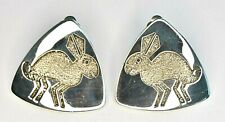Vintage Pr Richard Tsosie Navajo Jack Rabbit Sterling Silver Bunny Clip Earrings picture