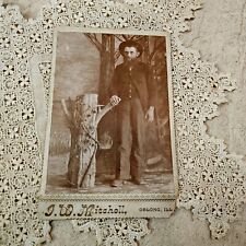 Antique Victorian 1800's Cabinet Card Gentleman with Hat Carte de Visite picture