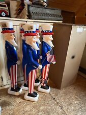 Vintage Blow Mold Uncle Sam Patriotic America Flag  Union New Old Stock Box Of 6 picture