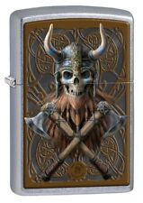 Zippo Anne Stokes Viking Warrior Skull Lighter, Street Chrome NEW IN BOX picture