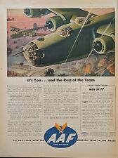 1944 WW2 US Air Force Recruiting Print Ad, Bomber Plane Allied Forces picture