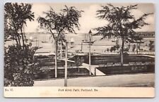 c1905~Fort Allen Park~Portland Maine ME~Boats~Harbor~Antique Postcard picture