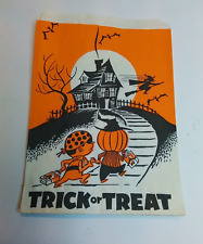 Vintage Halloween Trick Treat Gift Candy Bag Haunted House 1960's Size 7.5