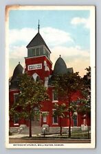 Wellington KS-Kansas, Methodist Church, Antique Vintage Souvenir Postcard picture