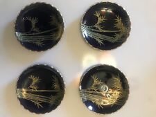 soko japanese miniature teacup saucer bamboo design set of 4 (black & gold) picture