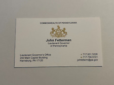 John Fetterman - Lt Governor of Pennsylvania - Autographed Business Card picture