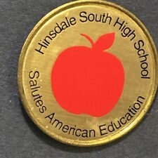 Vtg IL Hinsdale South High School Salutes American Education Apple Tack Pin  picture