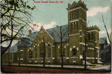Vtg 1910s Jewish Temple Synagogue Evansville Indiana IN Judaica Postcard picture