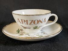 Vtg Arizona Souvenir Cup Saucer Set Map Landmarks Retro S-340 picture