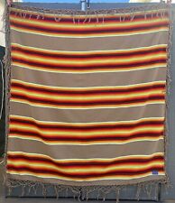 Vintage Pendleton Beaver State Tan Banded Shawl Striped Blanket 68 x 60 in. picture