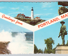 Greetings from Portland, Maine, Portland Headlight 1960s Vintage Postcard UNP picture