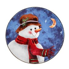 Vintage Elaine Thompson Snowman Under The Moon Collector Plate Christmas picture