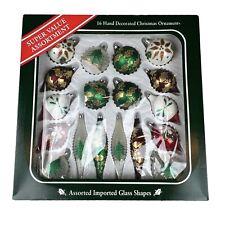 Vintage Bradford 18 Hand Decorated Glass Ornaments Assorted Shapes And Colors picture