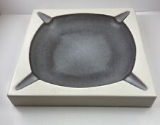HYALYN Mid Century Porcelain Minimalist Eames Era Ashtray Gray & White 9” inch picture