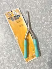 NOS Vintage Turquoise Aqua Curling Iron with Original Packaging picture