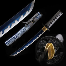 Polished Tanto 9260 Spring Steel Blue Blade Japanese Short Sword Mini Katana picture