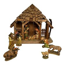 Anri Ferrandiz Holy Nativity 10 Piece Set Wood Carved Baby Jesus 3” Italy Stable picture