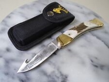 Schrade + USA LTD Stag Lockback Folding Hunter Pocket Knife Guthook No Box NAHC picture