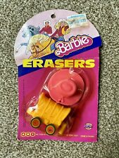 Vintage Barbie Stationery Erasers 1983 Cowgirl Hat & Stagecoach Unopened picture