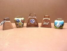 Vintage Lot of 5 COWBELLS  Small Brass Plated Collectibles or Use for Animals picture