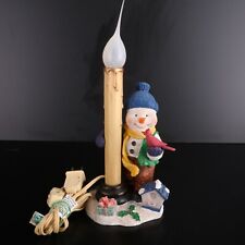 Vintage Snowman With Red Bird Electric Candle Lamp picture