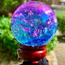 275G  Natural Titanium Rainbow Quartz sphere Crystal ball Healing picture