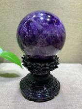 88MM/950G Natural Amethyst Sphere Ball Crystal Stone Home Decor Healing+Stand picture