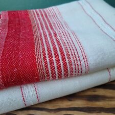 Two vintage Swedish curtains, white and red curtain striped wool picture