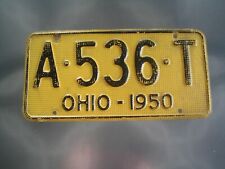 Vintage 1950 Ohio License Plate #A-536-T picture