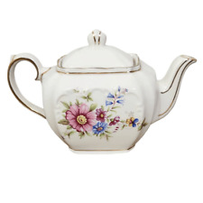 Sadler England Antique White Floral Teapot Sandlet Teapot White and Pink Teapot picture