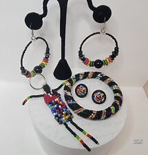 Beautiful Handcrafted African Beaded Lot - Earrings, Bracelet, Keyring  picture