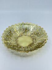 Vintage English Solid Brass Nut Bowl Made in England Ornate lattice tree design picture
