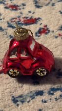 Vintage Christborn Mercury Glass Red VW Beetle Car Christmas Ornament 3