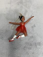 Red Tutu African American Leaping Tween Ballerina Christmas Ballet Ornament picture
